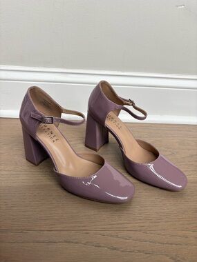 Journee Collection Mauve Patent Mary Jane Block Heels
